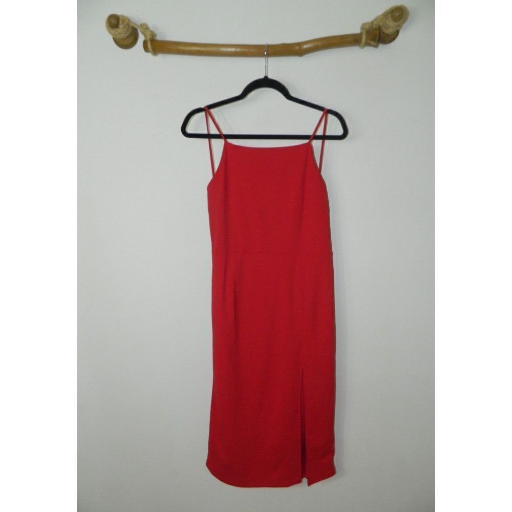 Lulu's Dress Red Never‎ Look Back Red Backless Bodycon Midi Size Large